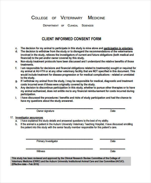 client informed consent form