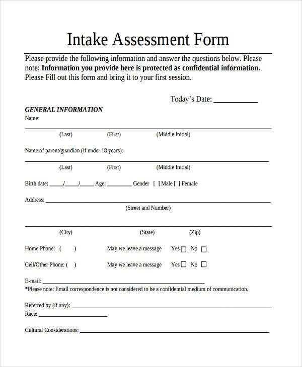 FREE 8 Client Assessment Forms In PDF MS Word