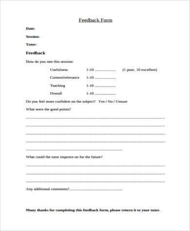 clinical teaching feedback form