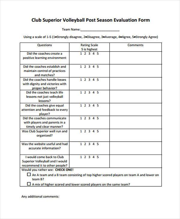 club superior volleyball evaluation form