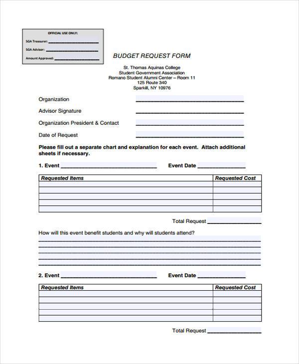 college budget request form
