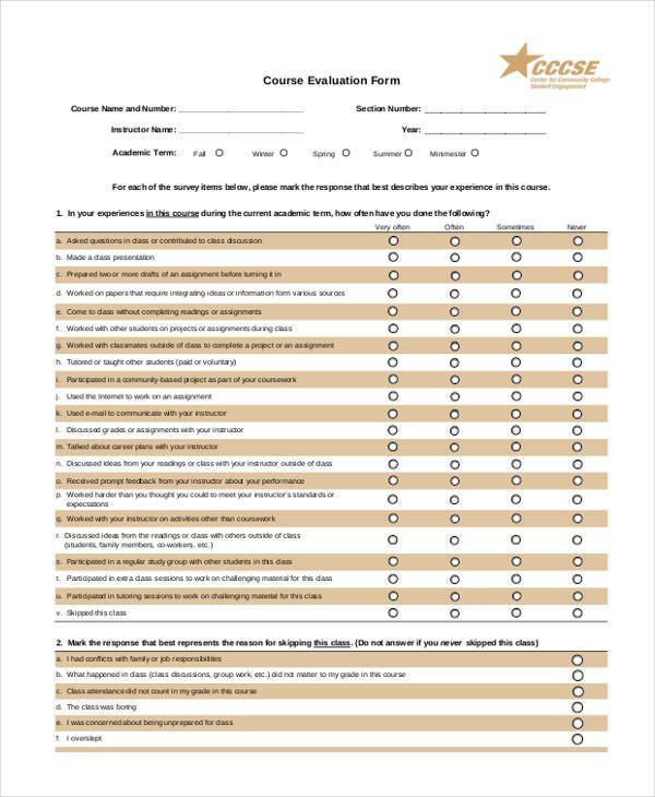 FREE 51 Sample Evaluation Form In PDF MS Word Excel