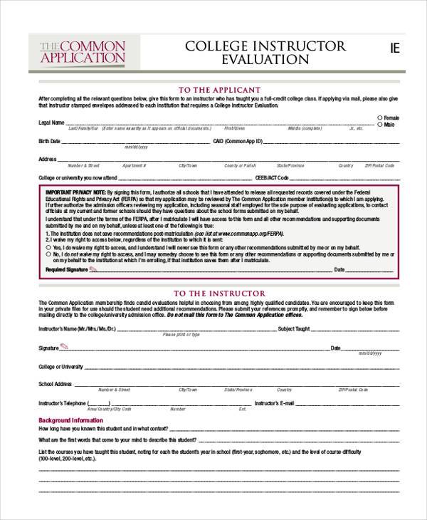 college instructor evaluation form1