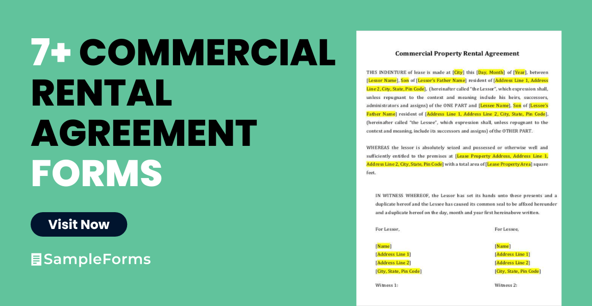 commercial rental agreement form