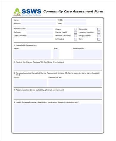 community care assessment form