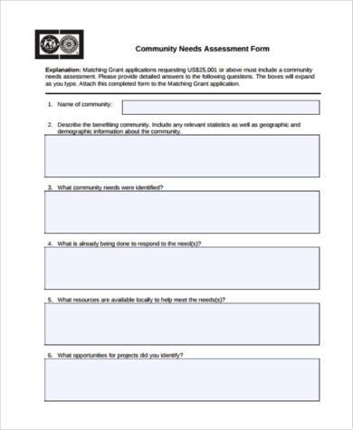 community needs assessment form