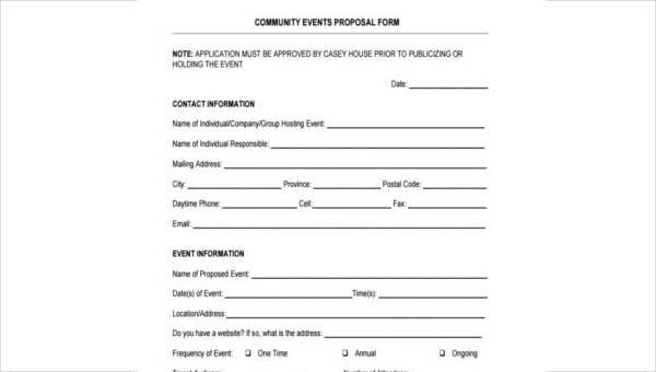 community proposal form samples
