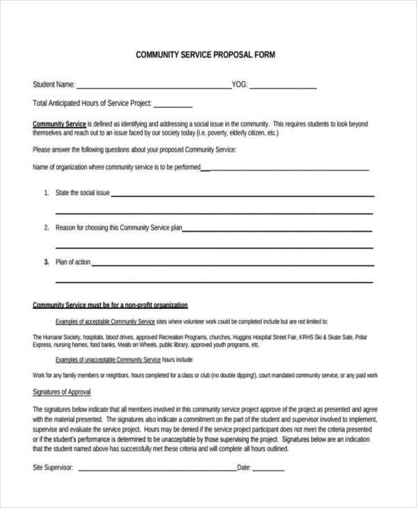 Writing A Community Service Proposal   Community Service Proposal Form3 