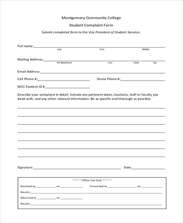 FREE 8+ Student Complaint Forms in PDF | MS Word | Excel