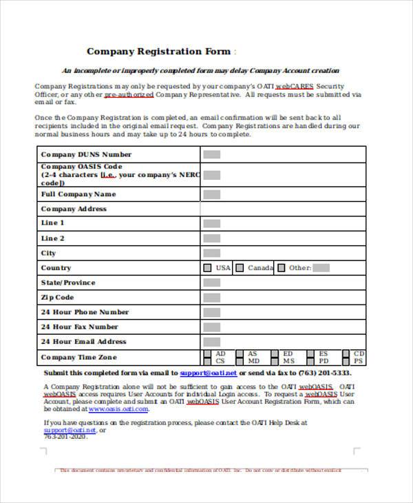 company registration form in doc