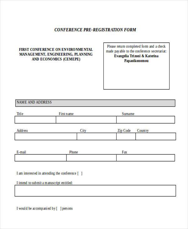 conference pre registration form3