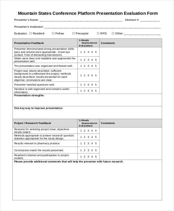 conference presentation evaluation form