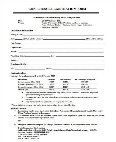 conference registration form example