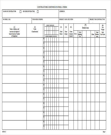 construction certified payroll form