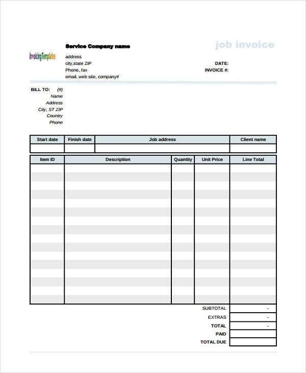 FREE 9+ Sample Construction Invoice Forms in PDF MS Word Excel