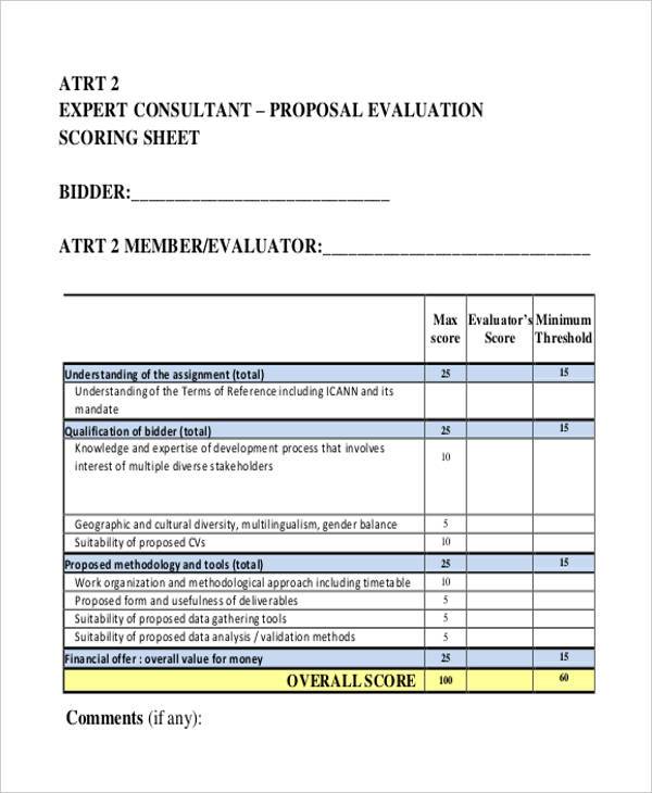 business proposal evaluation checklist