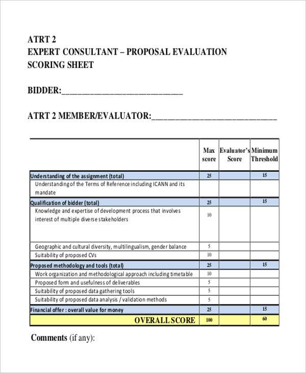 FREE 8 Proposal Evaluation Forms In PDF MS Word