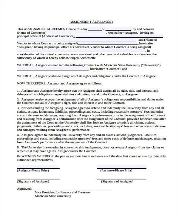 assignment agreement template