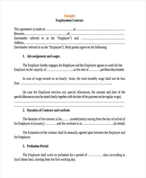 contract employee agreement form in pdf