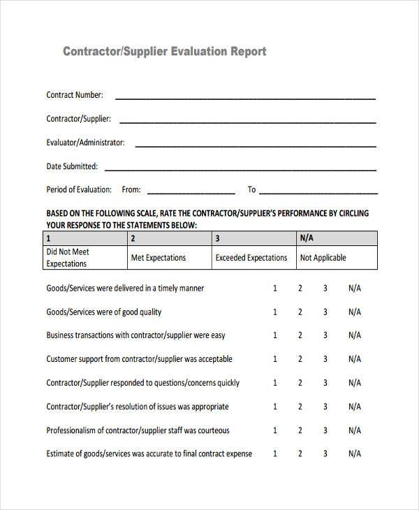 contractor evaluation form in pdf