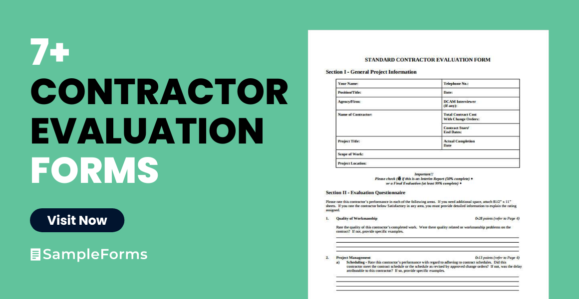 contractor evaluation form