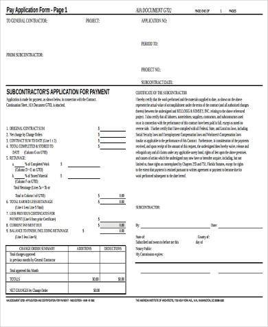contractor payment application form