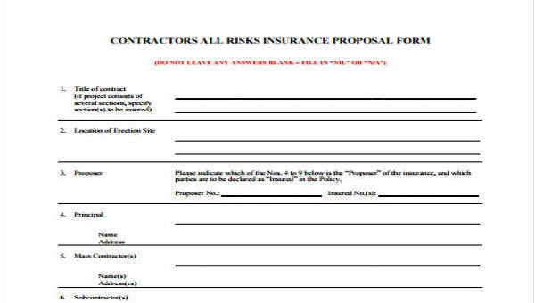 Contractor Proposal Printable Template 1751