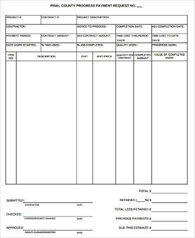 contractor request for payment form example