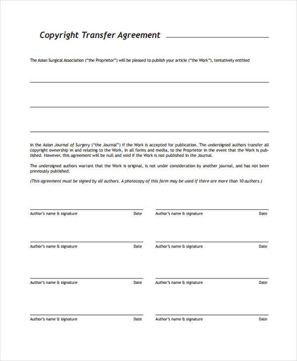 Free Copyright Transfer Agreement Template