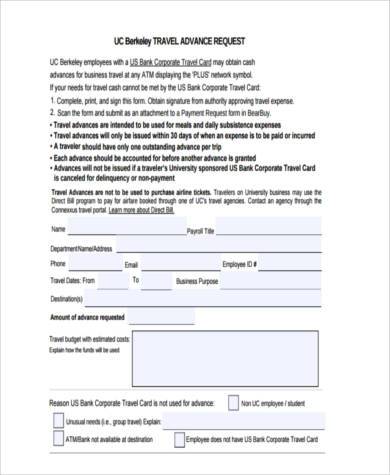 corporate travel request form
