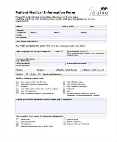 counseling patient information form