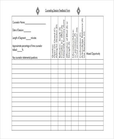 counseling session feedback form