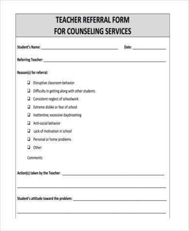 counseling teacher referral form