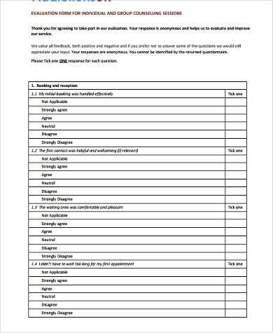 counselling evaluation form pdf