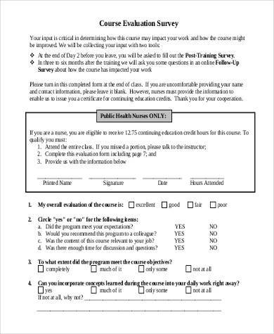 FREE 7+ Sample Survey Evaluation Forms in PDF | MS Word