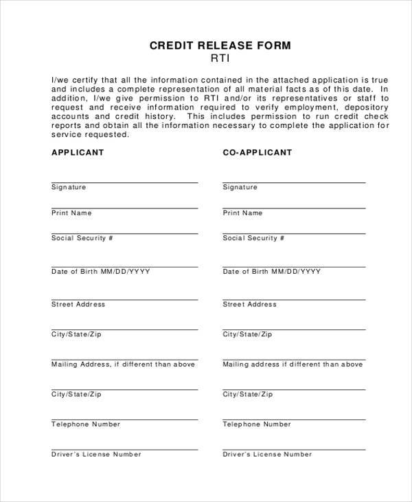 credit release form in pdf1