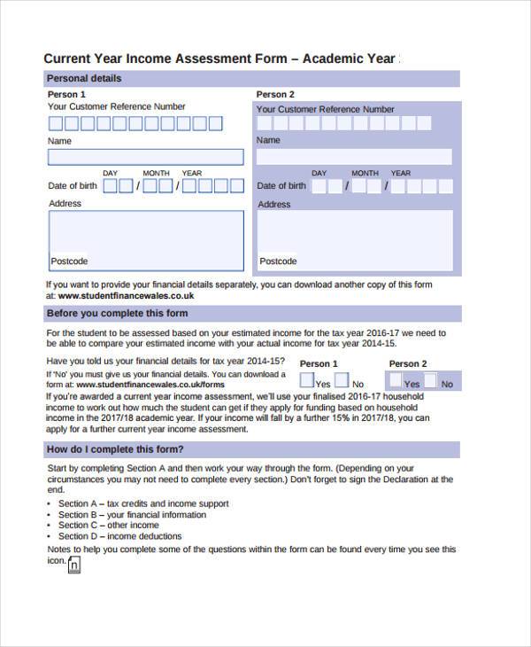 current year income assessment form1