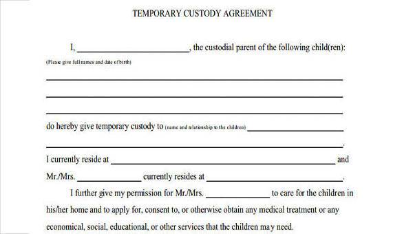 custody agreement form samples