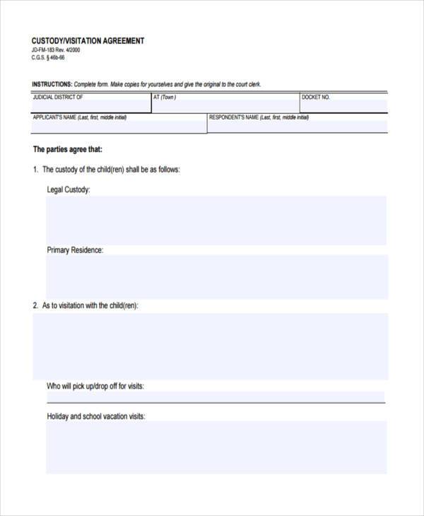 50 50 Child Custody Agreement Template