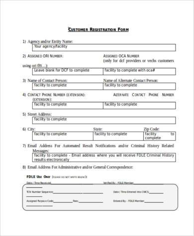 customer registration form doc