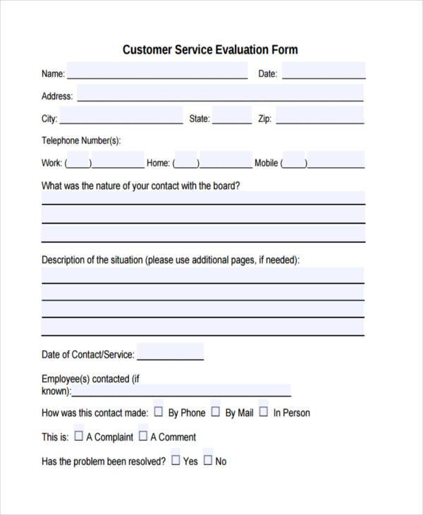 customer service evaluation form1