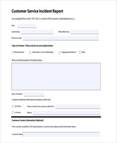 customer service report form