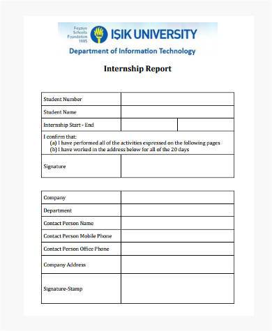 FREE 11+ Internship Report Form Samples, PDF, MS Word, Google Docs