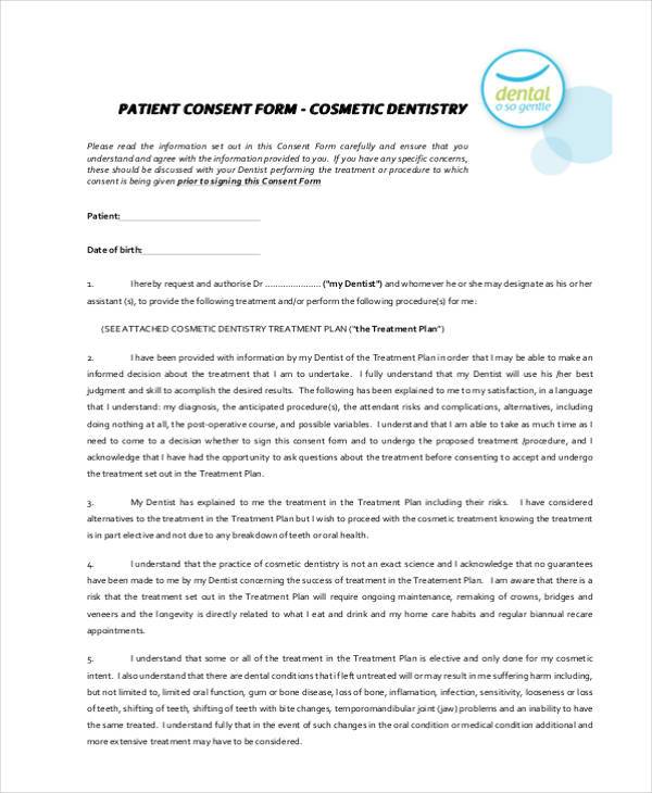 Free 8 Dental Consent Forms In Pdf Ms Word