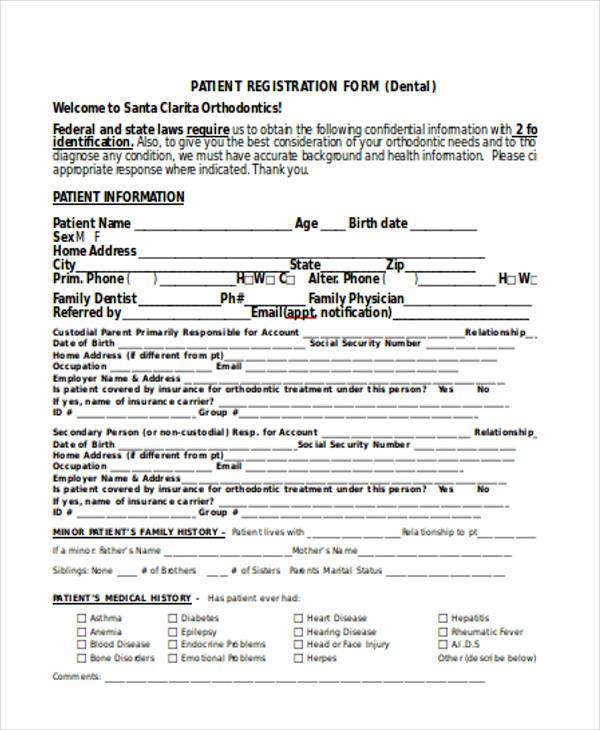 dental patient registration form