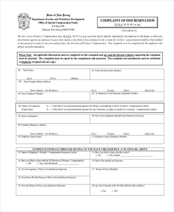 discrimination complaint form in pdf