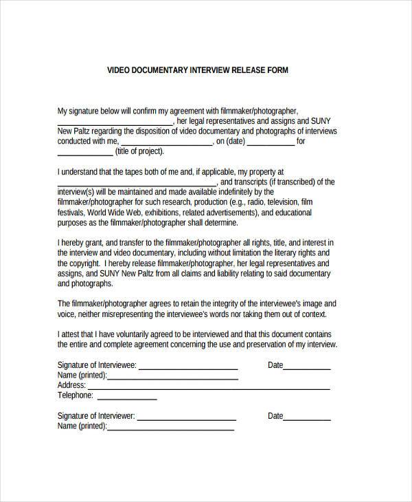 documentary interview release form