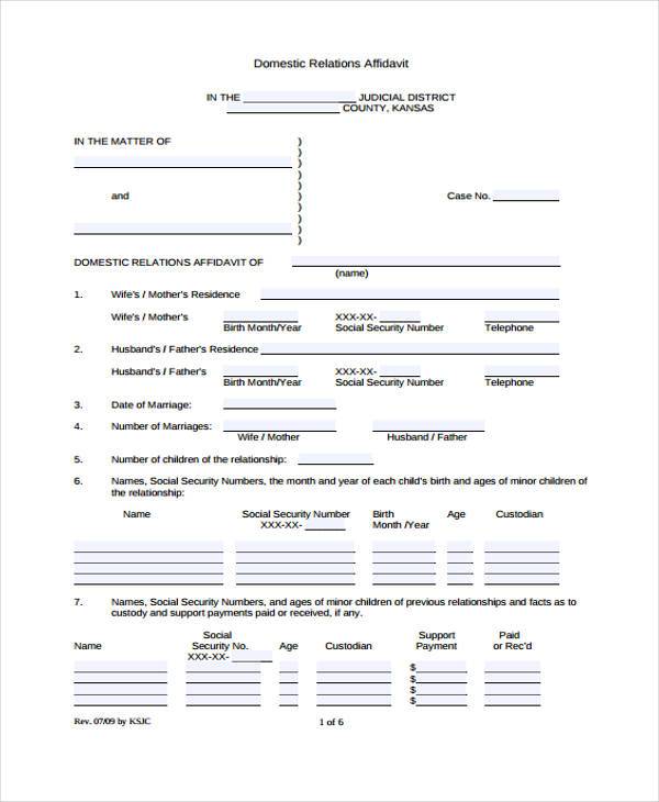 free-8-sample-relationship-affidavit-forms-in-pdf-ms-word