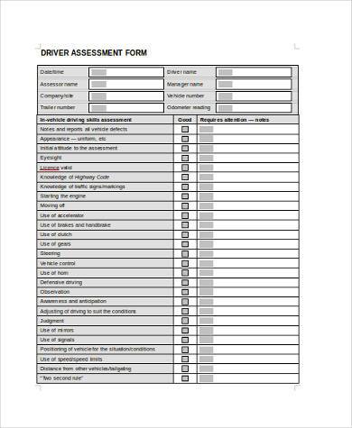 Driver Reference Check Form FREE 8+ Driver Assessment Forms in PDF | MS Word