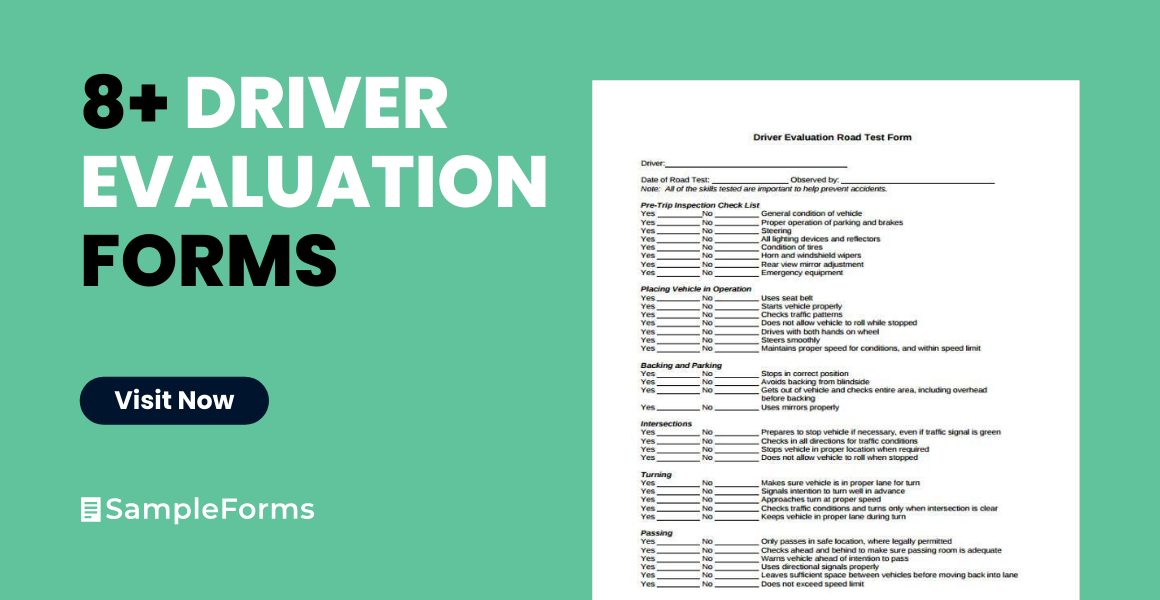 driver evaluation forms